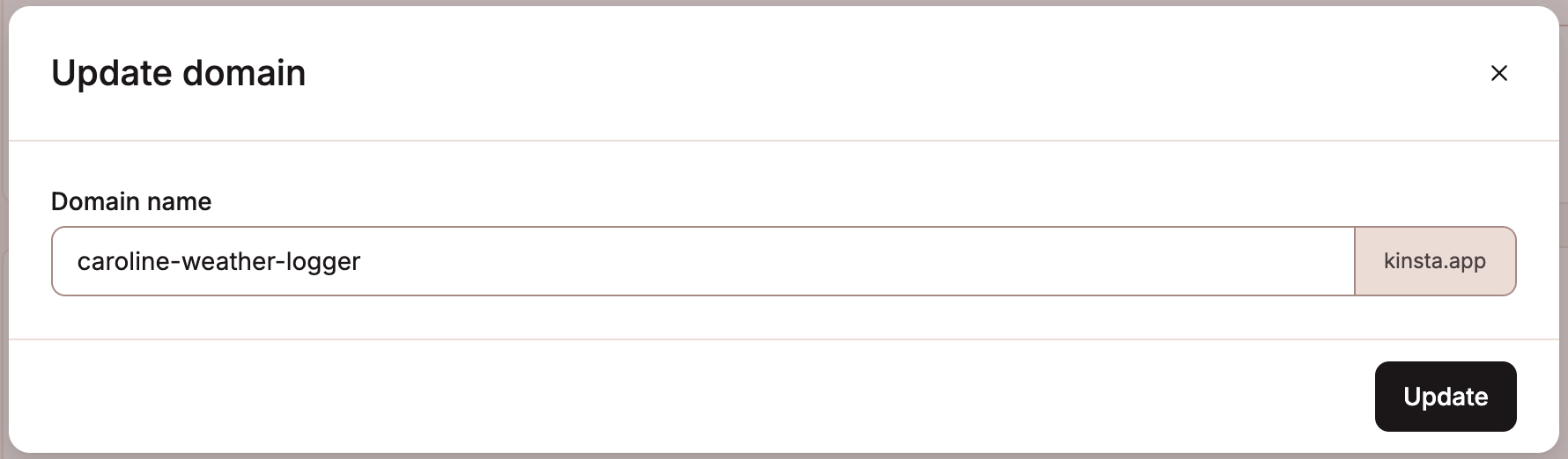 Enter a new domain name for your temporary domain.